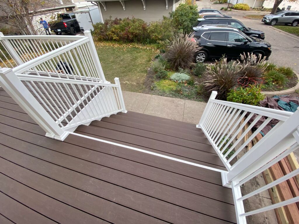Top view of a composite deck staircase.