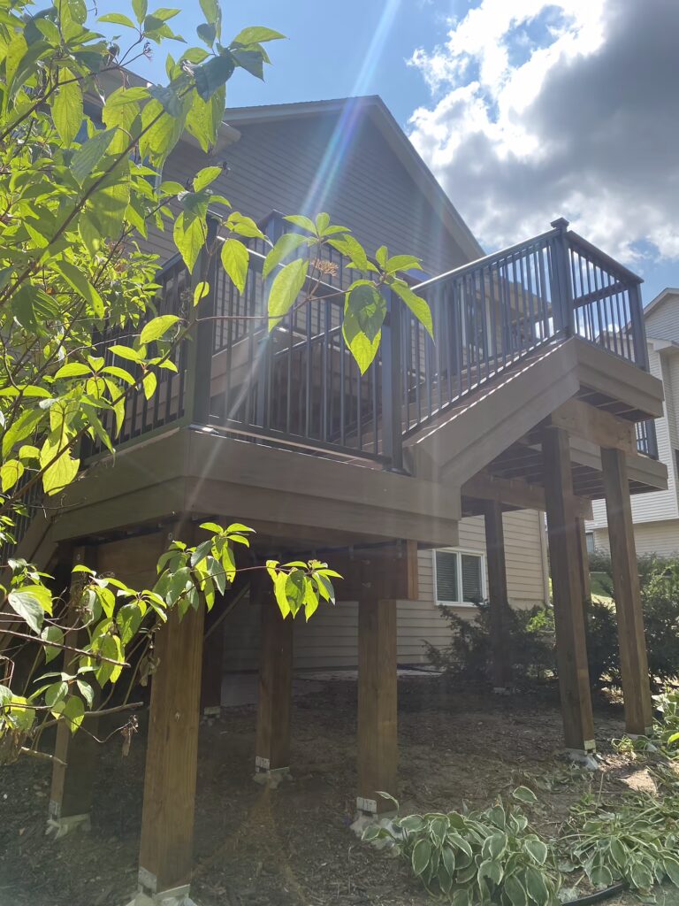 Decks stairs on a sunny summer day.