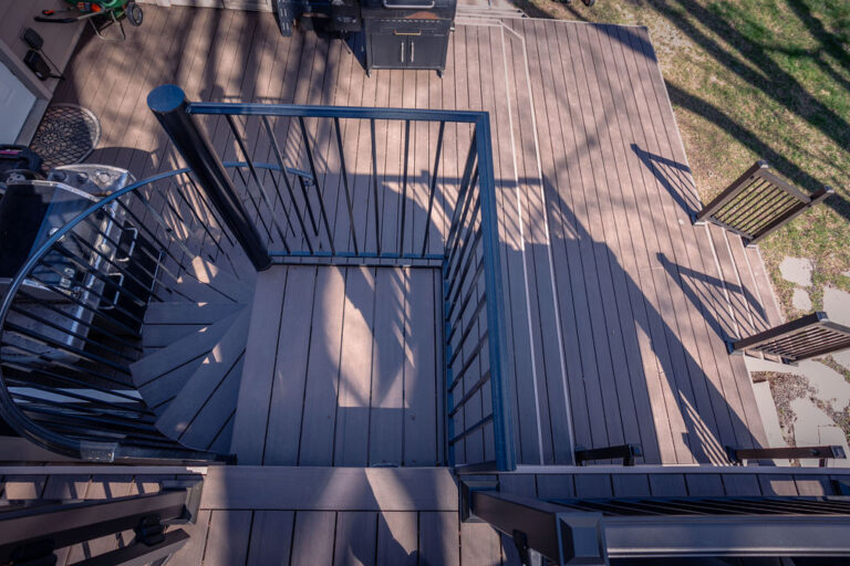 Deck with Spiral Staircase | The Spiral Deck | Lakeside Decking